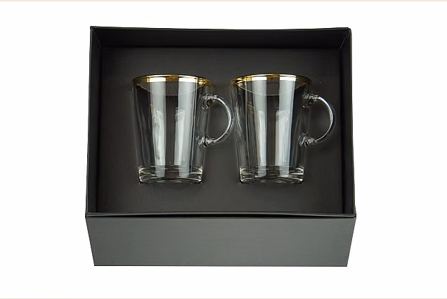 Faro Gold-FM-2 szt szklanki do herbaty z uchem 250ml