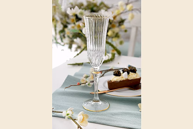 Eleganckie kieliszki do szampana 180ml ze złotym paskiem ADAGIO GOLD-ADGA