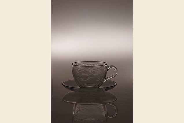 Filiżanki do cappuccino ze spodkiem-Trawione w szkle