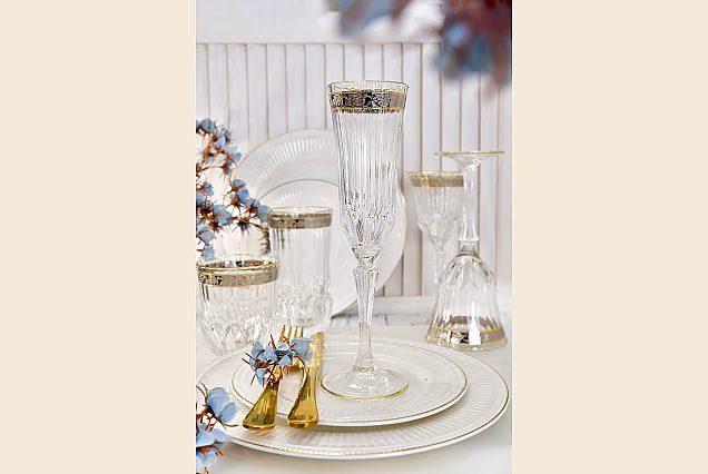 Eleganckie kieliszki do szampana 180ml zdobione Sofia Crystal -SCA
