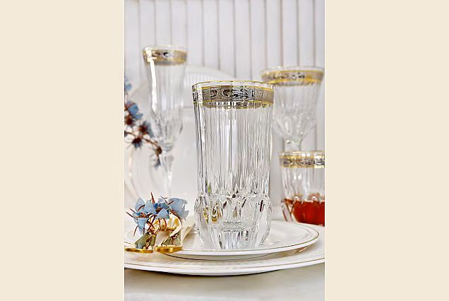 Eleganckie szklanki do wody z platynowym dekorem Palermo Crystal-PCD