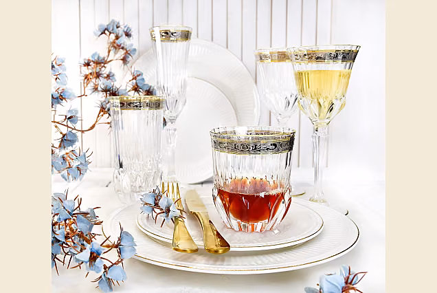 Eleganckie szklanki do wody z platynowym dekorem Palermo Crystal-PCD
