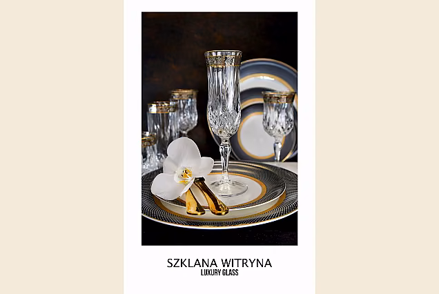 Eleganckie kieliszki do szampana 130ml zdobione Opera Platin-OCA