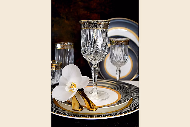 Luksusowe kieliszki do wina 230ml dekorowane Opera Platin-OCB
